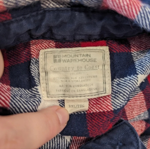 Mountain Warehouse Lumberjack  Flannel Navy Red Plaid Button Down XXL - Picture 5 of 11